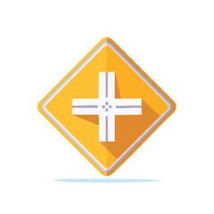 Obraz premium Intersection Crossing Sign Graphic: Yellow Square Sign Warning Traffic Intersection