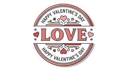 Obraz premium Valentine's Day love stamp with hearts and elegant design