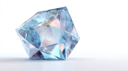 Abstract polygon crystal cube expanding form isolated on white background