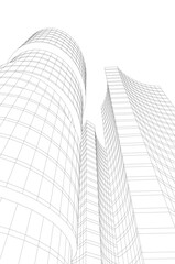 Fototapeta premium Abstract modern city buildings. Architectural concept sketch