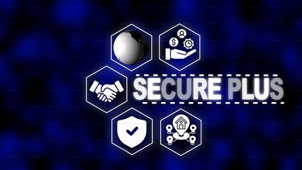Secure Plus Concept with Global Icons and Business Symbols Arranged in a Hexagonal Pattern image photo