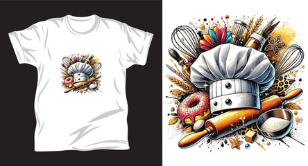 Obraz premium Cooking graphic vector t shirt design print.