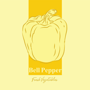 Yellow bell pepper Labels with Hand-Drawn Style, Packaging Design with Fruit Icons and Text, Minimal and Colorful label design, label sticker design for packaging, editable print-ready vector template