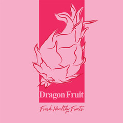 Dragon fruit Labels with Hand-Drawn Style, Packaging Design with Fruit Icons and Text, Minimal and Colorful label design, label sticker for packaging, editable print-ready vector template file