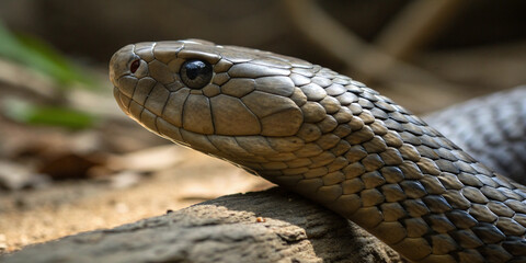 Naklejka premium Black Mamba Snake Portrait