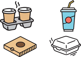 Restaurant Food and Beverage Icon Set