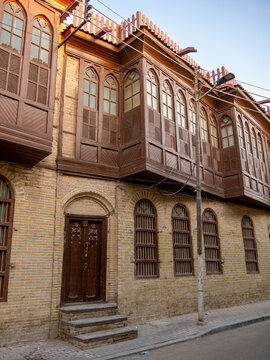 Traditional house in Basra, Iraq, during sunset