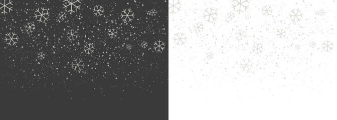 Soft white snowflakes drift across a transparent background, creating a calm winter snowfall scene with varied flake sizes and gentle depth, perfect for a cold, festive atmosphere. PNG snowfall.
