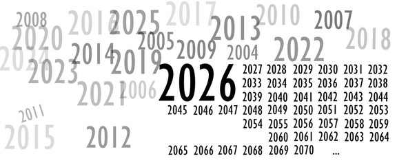 2026 2027 2028 New Year. Numbers in sequence. Calendar. Years follow each other. On a white background