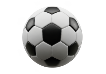 High-quality soccer ball with classic black and white panels, perfect for sports designs isolated on transparent background