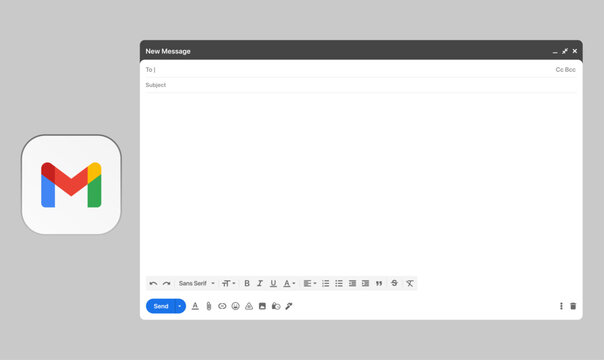 Gmail desktop UI mockup template showing inbox, open email, compose and send mail screens in light mode, clean modern email interface for UI and UX design presentation.