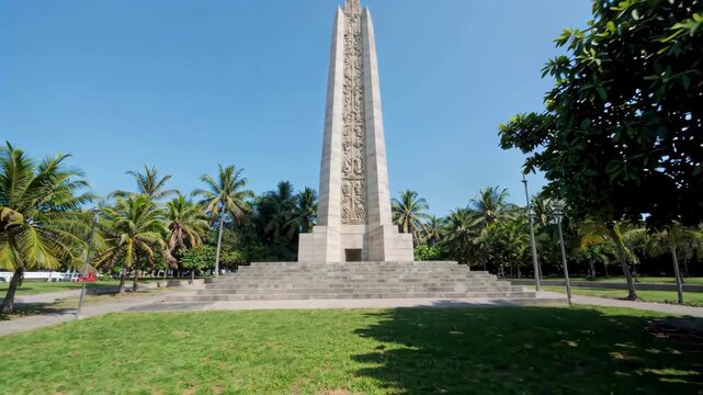 Panoramic view of monuments in the park View of monuments in Miami