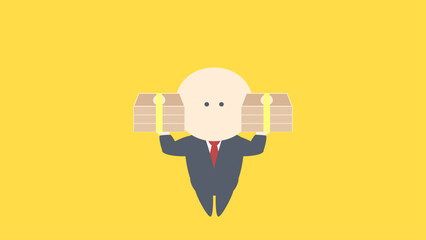 ビジネスイメージイラスト_札束を両手で持っているビジネスマン