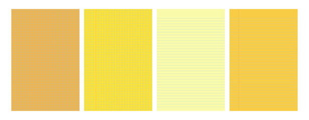 Set of yellow legal pad pages with lined or grid designs © dniprodd