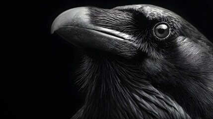 Obraz premium Intense Close Up Macro Portrait of a Majestic Black Raven