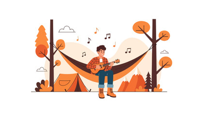 Relaxing Outdoor Retreat Featuring Music in Natural Setting with Hammock