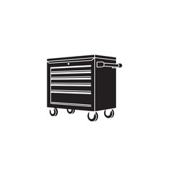 Black silhouette of a rolling tool chest with multiple drawers cabinet storage