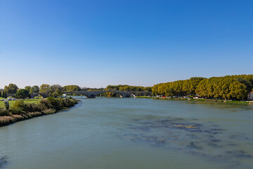 The Edouard Daladier bridge over the Rh&ocirc;ne river, city of Avignon, department of Vaucluse, France
