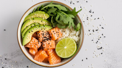 Gourmet grilled salmon with lemon and parsley served on a white plate alongside a fresh vegetable salad of lettuce and tomato for a healthy, nutritious seafood dinner