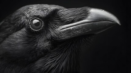 Obraz premium Intense Close Up Macro Portrait of a Majestic Black Raven