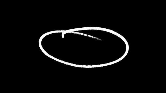 Artistic chalk style oval frame drawing animation on black backdrop ideal for school teacher presentations tutorials and social media highlight reels for media.
