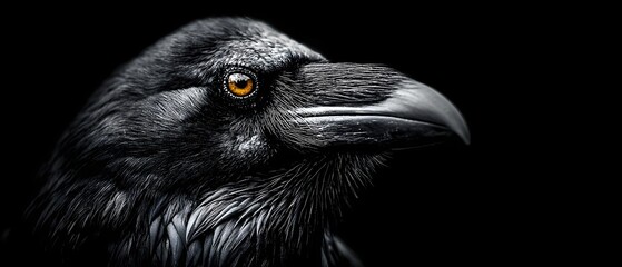 Obraz premium Intense Close Up Macro Portrait of a Majestic Black Raven