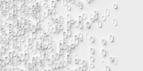 White ellipses and circles vertically stretched frames geometry shapes background wallpaper banner pattern, fade out