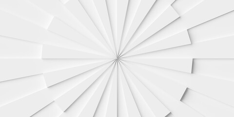 White large and small overlaid two level stepped sunburst or starburst geometry background wallpaper banner, flat lay