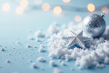 White glitter on silver, sparkling Xmas texture, holiday, design