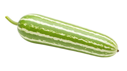 Green and white striped snake gourd on black background kachumber vegetable