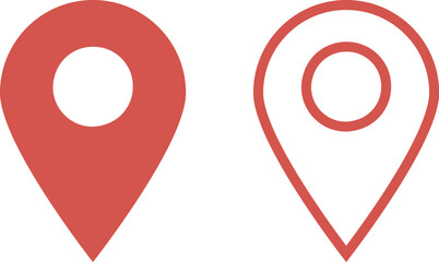イラスト素材：かわいいマップのピンのアイコン　赤　オレンジ　pin point. pin location icons.