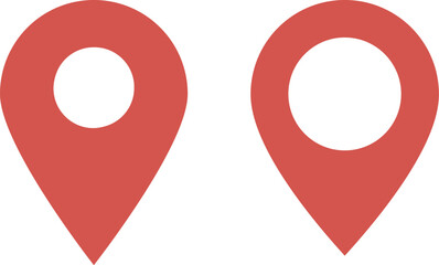 イラスト素材：かわいいマップのピンのアイコン　赤　オレンジ　pin point. pin location icons.
