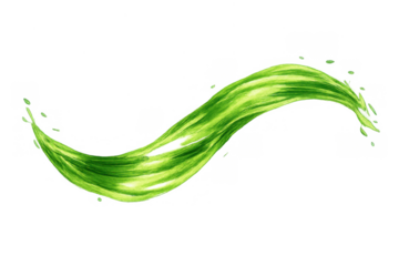 Green liquid splash creating a dynamic wave on transparent background, fluid motion and abstract vibrant energy shape