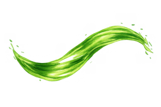Green liquid splash creating a dynamic wave on transparent background, fluid motion and abstract vibrant energy shape - Powered by Adobe