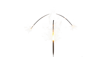 Sparkler fireworks exploding with bright png isolated transparent background white sparks against a black background