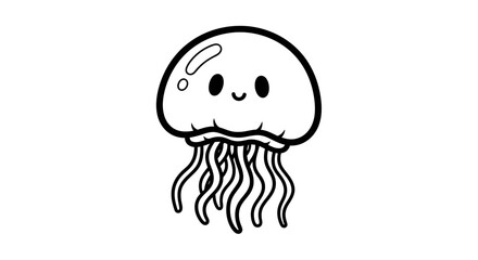 Fototapeta premium Smiling Jellyfish Cartoon Character