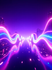 Futuristic Data Stream Abstract Neon Path Through a Cyber City