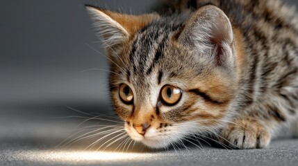 Energetic kitten playfully engaging with a colorful toy in an inviting indoor setting