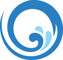 water wave ocean splash vector logo on abstract background with blue circles