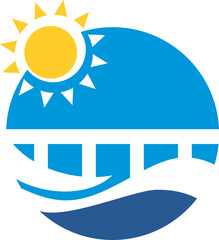 sun and cloud on  wave simple business company logo