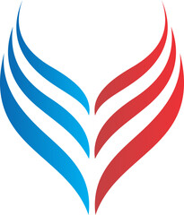 heart with wing eagle simple vector logo