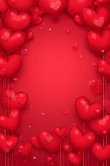 Balloons Shaped Like Hearts Fill the Space in Red Tones for a Festive Occasion