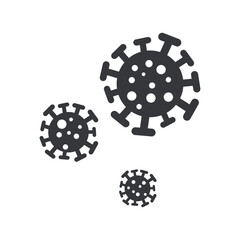 Isolated monochrome pictogram of microbe, microorganism, virus, and bacteria, simple outline symbol for science, biology, and health awareness graphics.