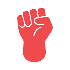 Obraz premium Simple raised fist icon illustration with a bold and minimal design, suitable for icons, stickers, social graphics, educational content, and coloring pages.