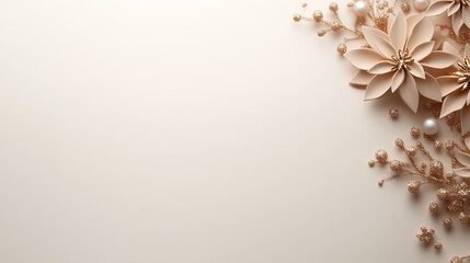 Decorative floral arrangement with paper flowers and beads on a light background in a craft setting