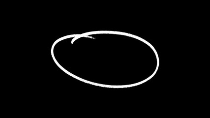 Minimalist white chalk sketch oval reveal animation for social media reels educational tutorials and circling important information on a high contrast background.
