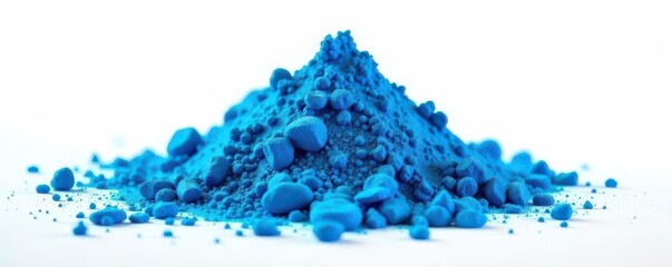 Vibrant blue-cyan Holi powder burst Isolated on white , celebration, element, abstract