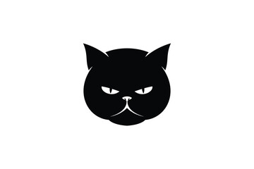 cat head logo icon vector illustration silhouette