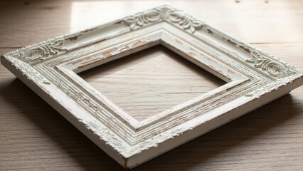 Empty White Wooden Picture Frame Page.