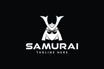 samurai logo vector illustration. samurai line art logo template